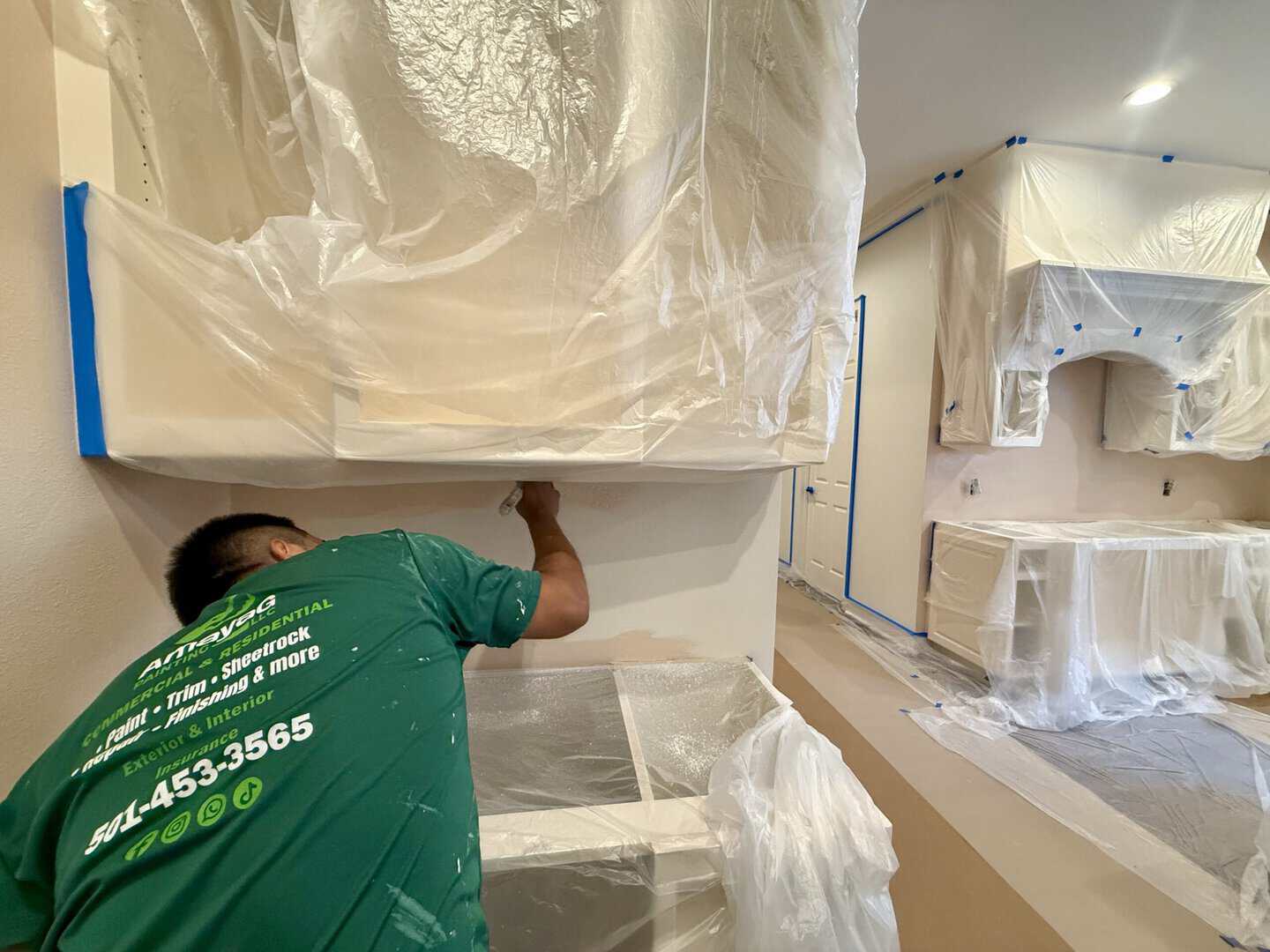 Amaya G Painting Masking Kitchen Cabinets Scaled